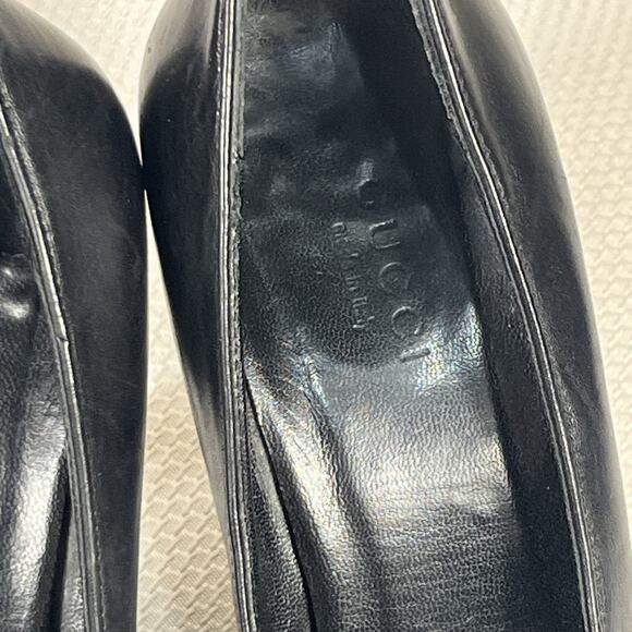 Gucci Women's Black Leather Pointed-Toe Heel Pumps 34.5 C‎ - Picture 2 of 13